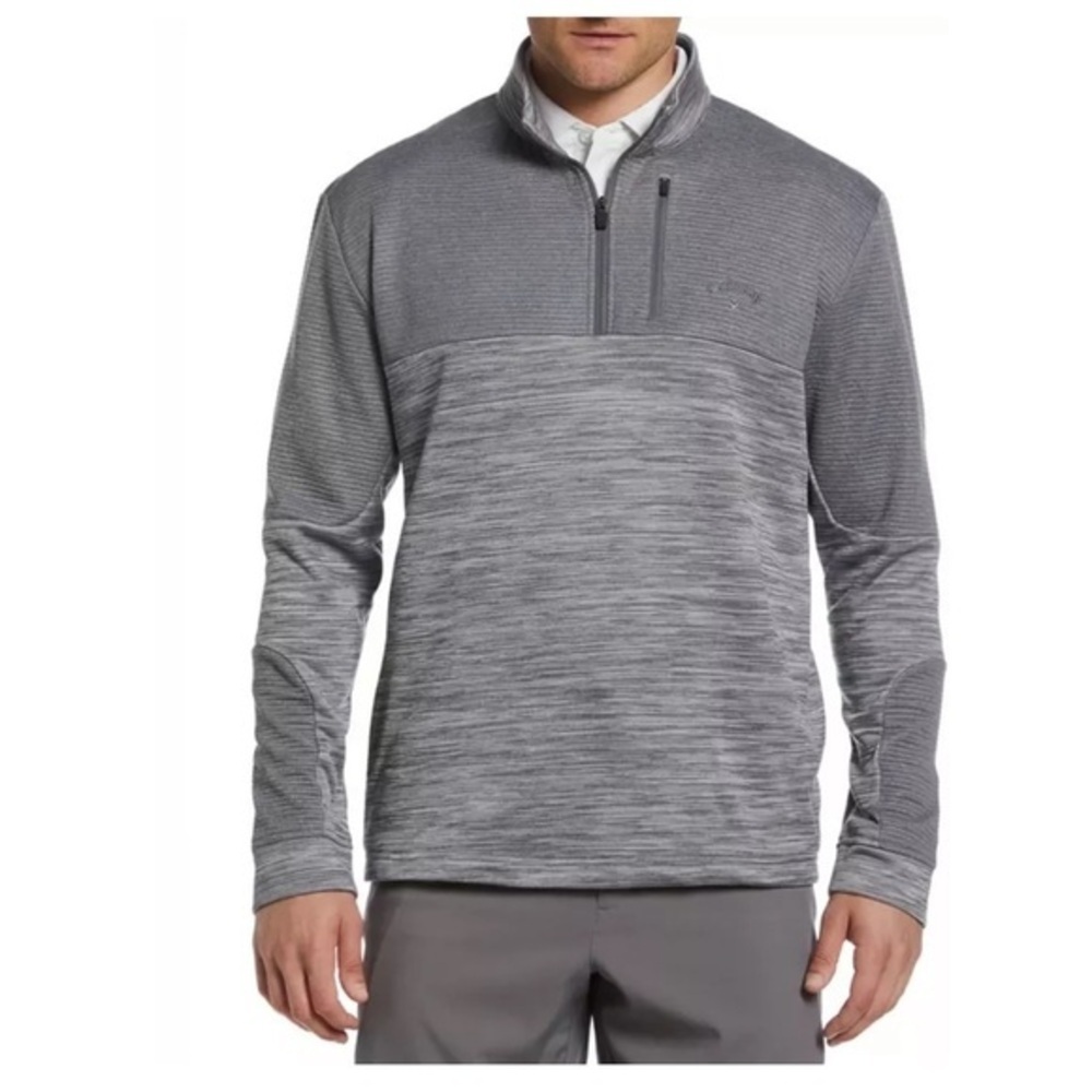 Callaway Golf Tech Fleece Ottoman 1/4 Zip Long Sleeve Pullover Light Gray Small
